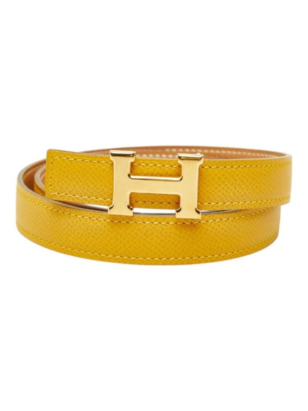 Hermes Constance H Belt Reversible 65 Yellow Brown Courchevel